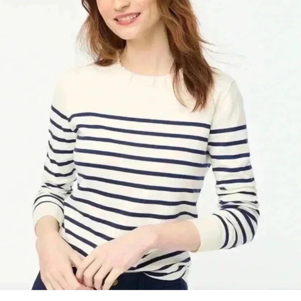 J. Crew Navy and White Striped Long Sleeve Top new new 🆕